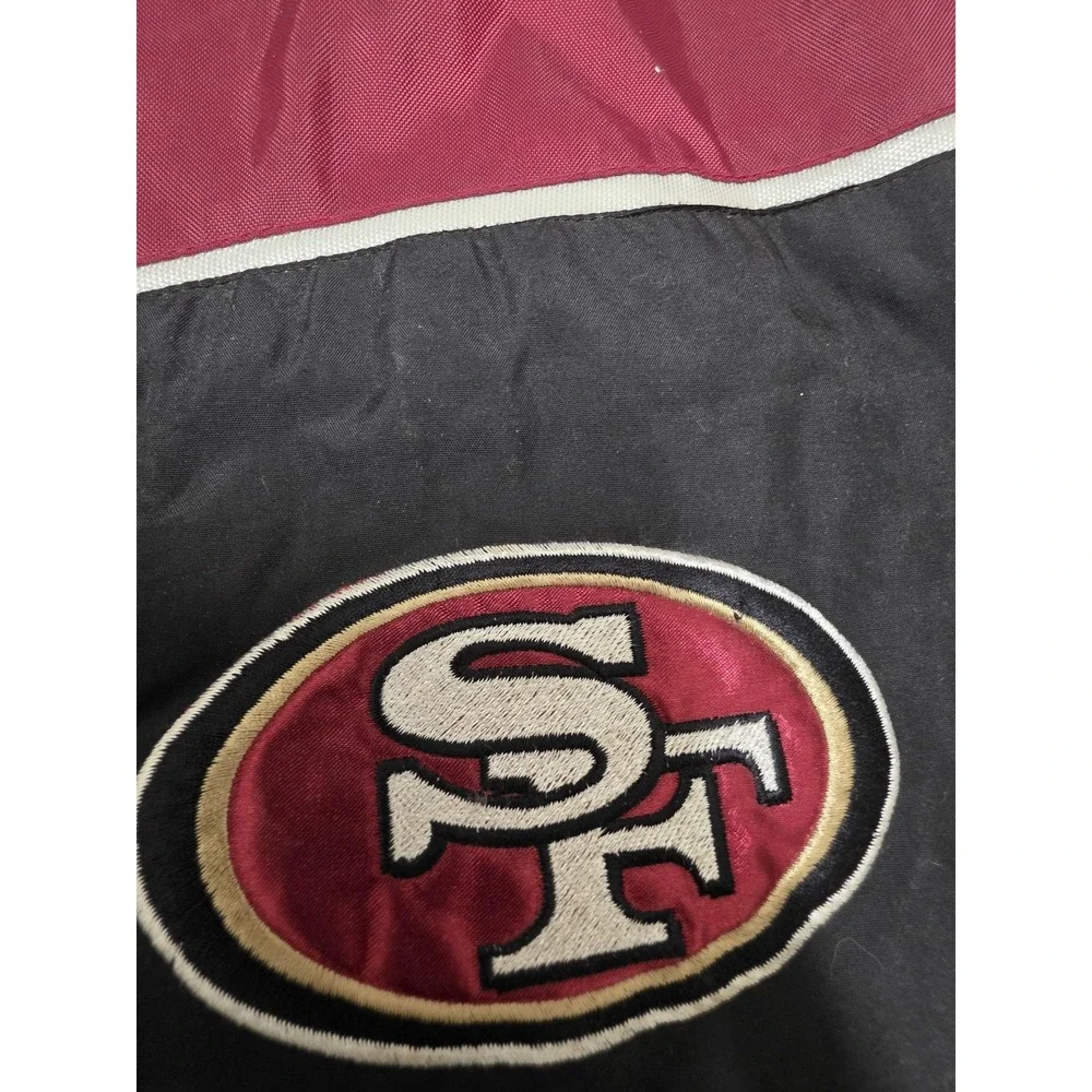 San Francisco 49ers Jacket Mens XL Black Red NFL Football Hooded Nylon Coat